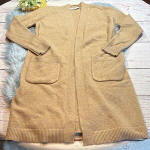 LOFT Wool Blend Long Open Front Cardigan Sweater sz XSP
